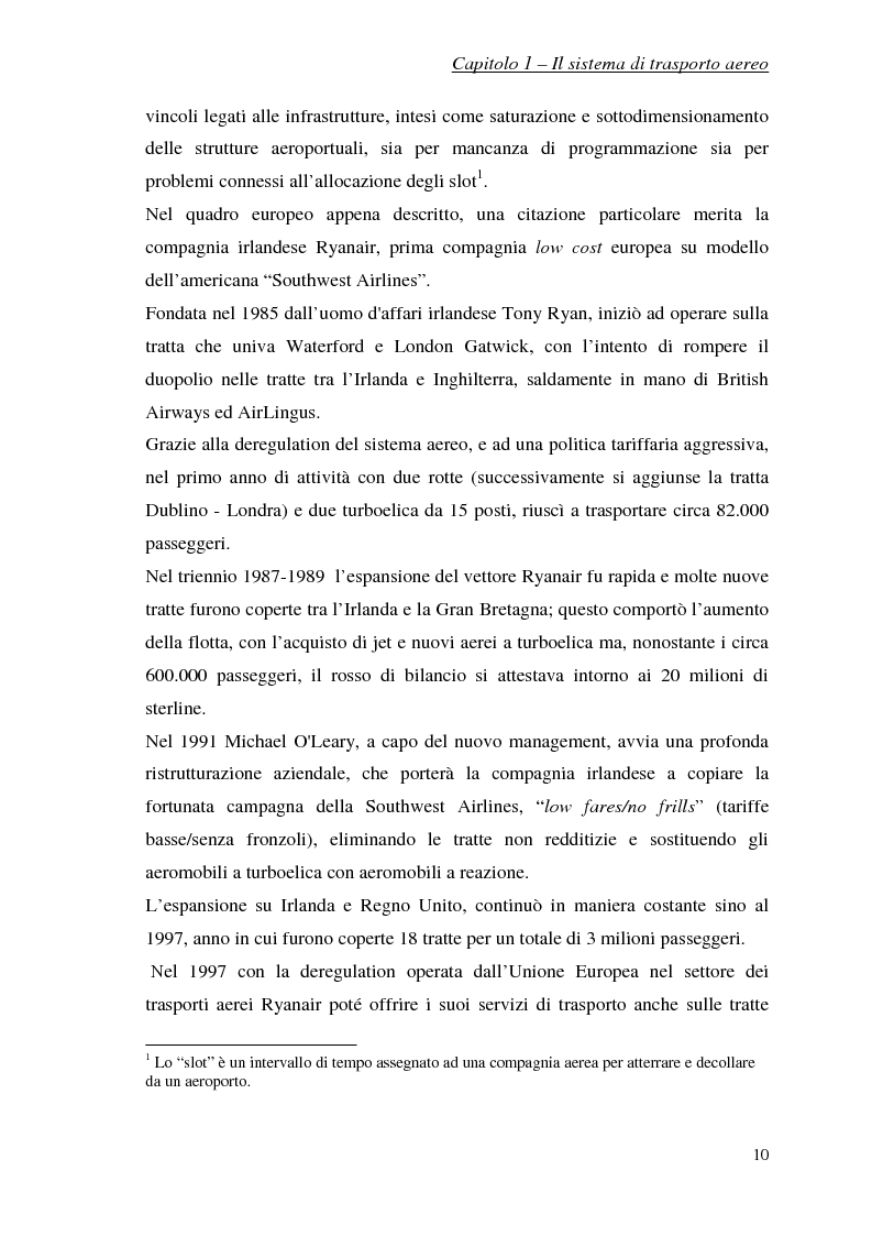Anteprima della tesi: Studio sul traffico passeggeri negli aeroporti di Lamezia Terme e Reggio di Calabria, Pagina 6