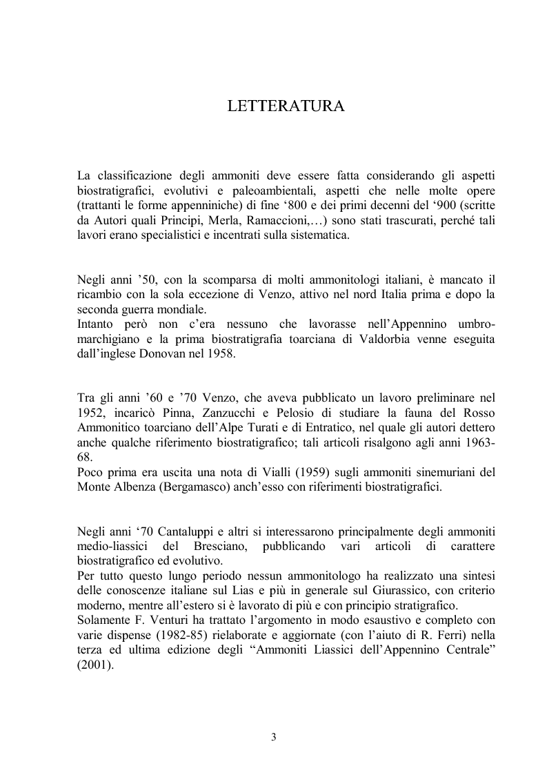 Anteprima della tesi: Gli ammoniti (Mollusca Cephalopoda) dell'appennino umbro-marchigiano della Collezione Bonucci, Pagina 3