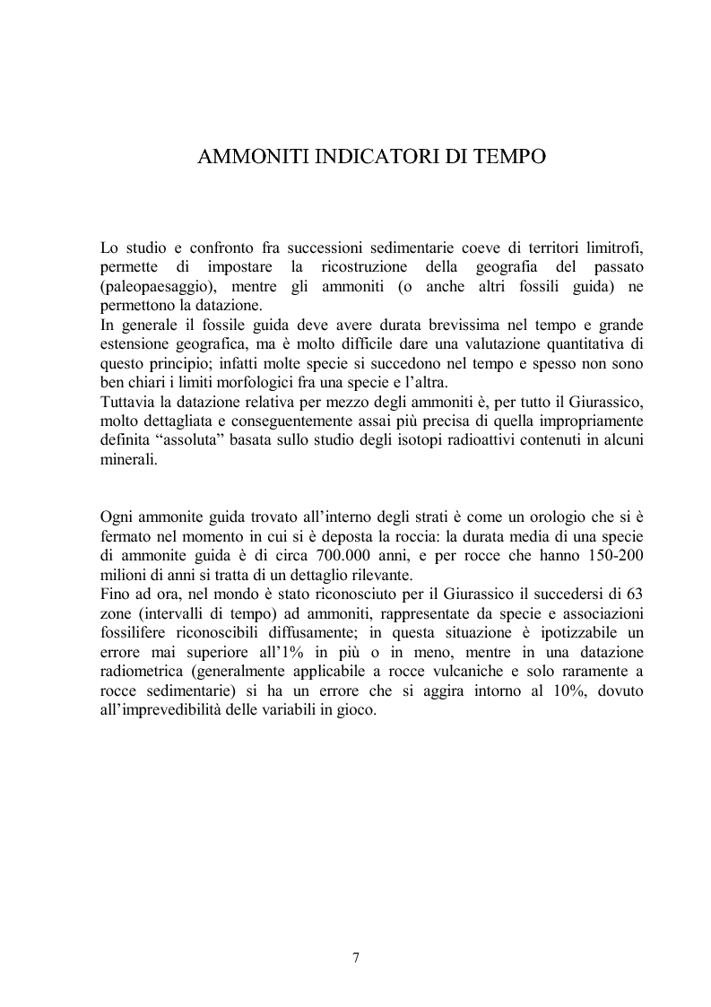 Anteprima della tesi: Gli ammoniti (Mollusca Cephalopoda) dell'appennino umbro-marchigiano della Collezione Bonucci, Pagina 7