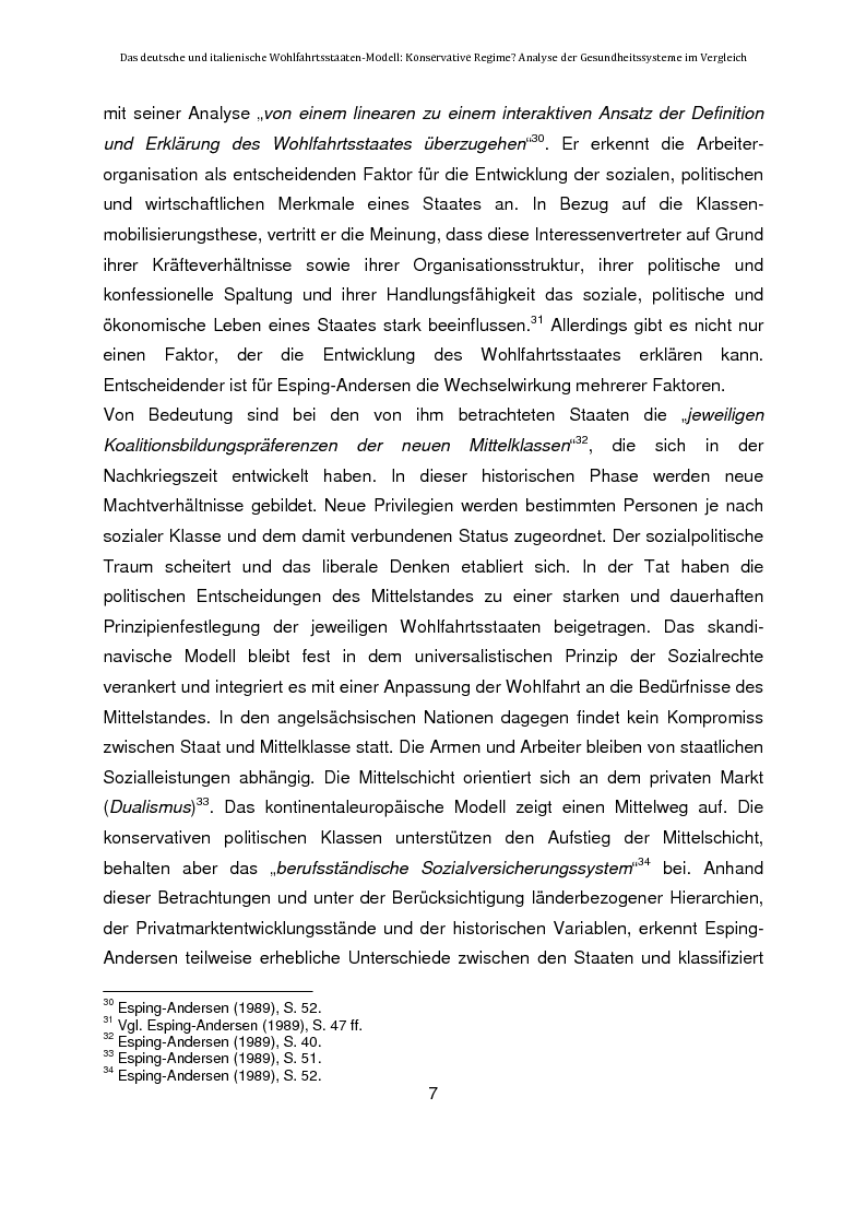 Anteprima della tesi: Das deutsche und italienische Wohlfahrtsstaaten-Modell: Konservative Regime? Analyse der Gesundheitssysteme im Vergleich, Pagina 7