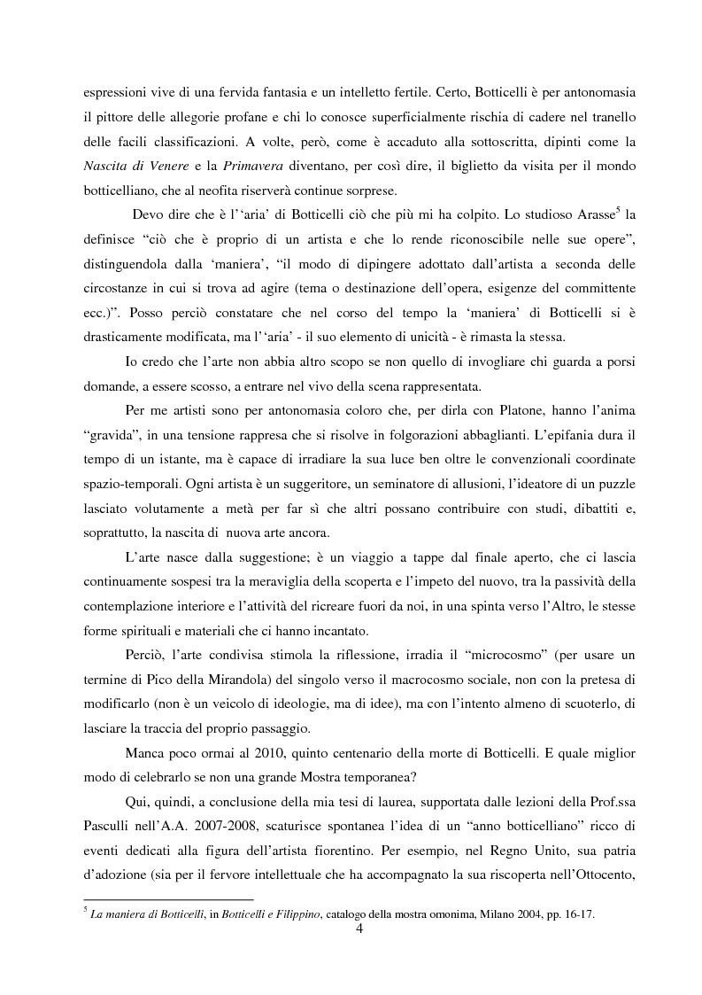Anteprima della tesi: Botticelli tra i musei d’Europa e d’Oriente. Validità, opportunità e diversità delle Mostre temporanee., Pagina 3