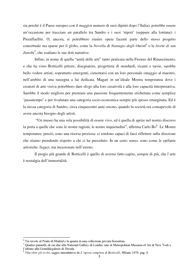 Anteprima della tesi: Botticelli tra i musei d’Europa e d’Oriente. Validità, opportunità e diversità delle Mostre temporanee., Pagina 4