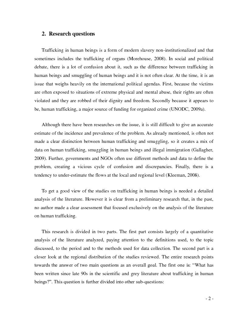 Anteprima della tesi: Trafficking in human beings: a literature review, Pagina 2