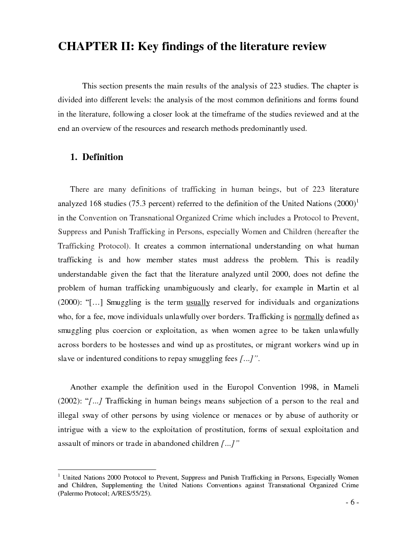 Anteprima della tesi: Trafficking in human beings: a literature review, Pagina 6