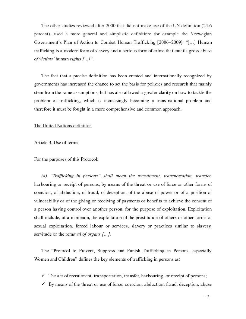 Anteprima della tesi: Trafficking in human beings: a literature review, Pagina 7