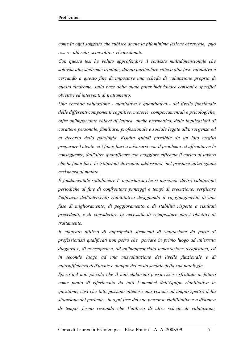 Anteprima della tesi: Sindrome frontale: valutazione multidimensionale ed individuazione degli obiettivi riabilitativi, Pagina 2