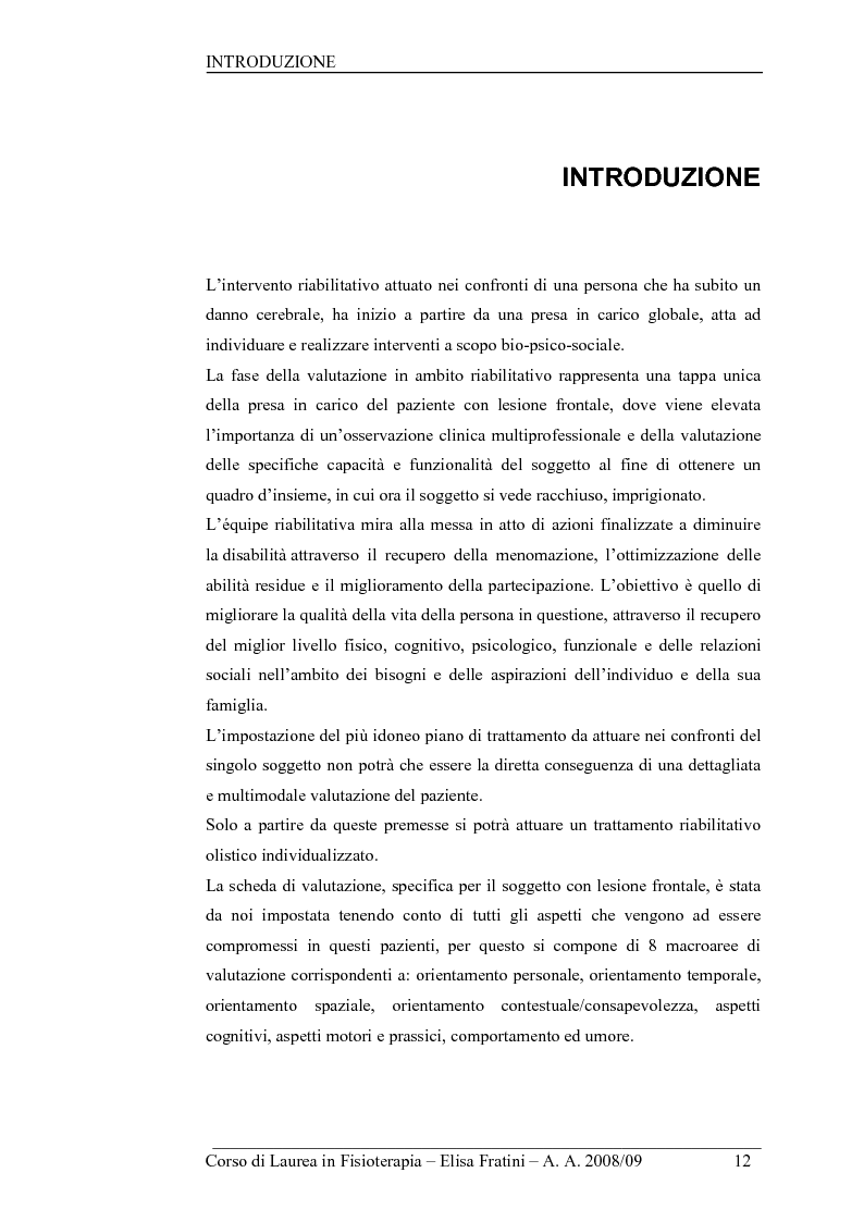 Anteprima della tesi: Sindrome frontale: valutazione multidimensionale ed individuazione degli obiettivi riabilitativi, Pagina 7
