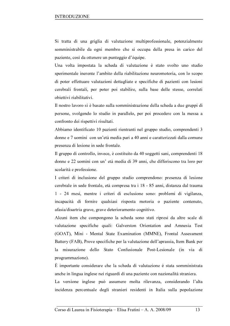 Anteprima della tesi: Sindrome frontale: valutazione multidimensionale ed individuazione degli obiettivi riabilitativi, Pagina 8