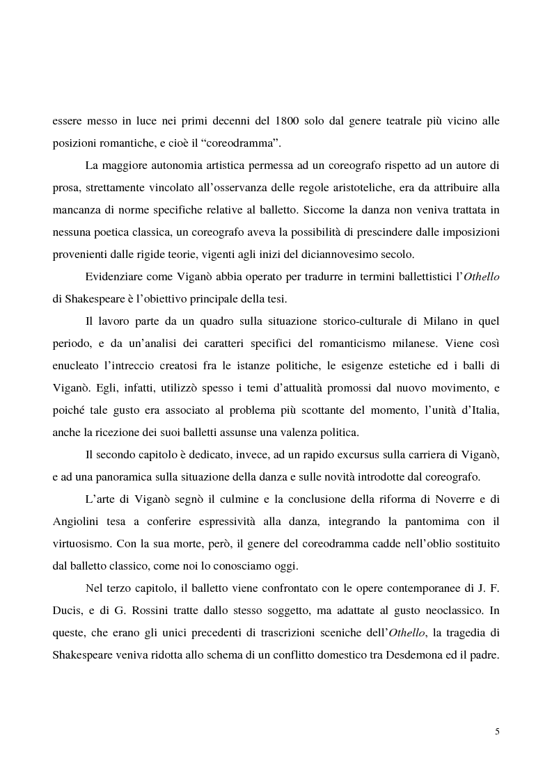 Anteprima della tesi: “Otello o sia il Moro di Venezia" di Salvatore Viganò, Pagina 4