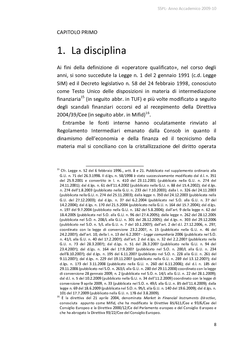 Anteprima della tesi: L'operatore qualificato nella intermediazione finanziaria, Pagina 5