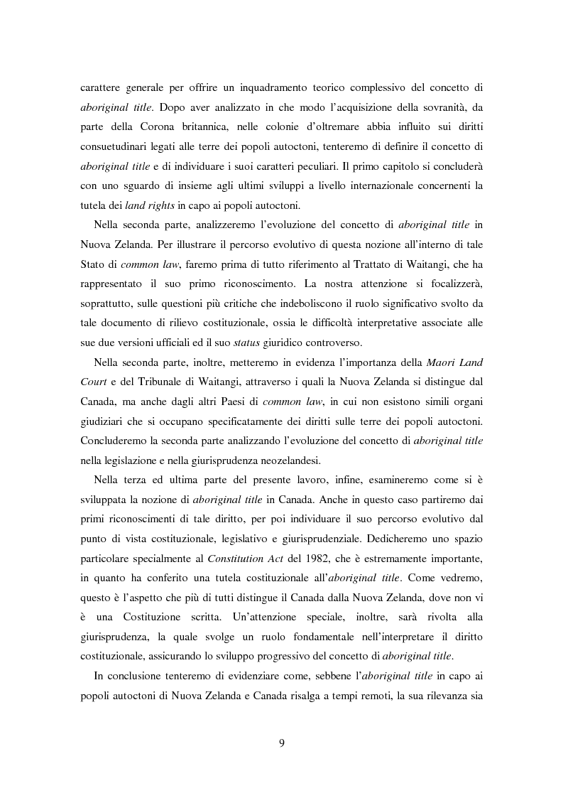 Anteprima della tesi: Il concetto di aboriginal title negli ordinamenti di derivazione anglosassone. Principi costituzionali ed evoluzione giurisprudenziale in Nuova Zelanda e Canada, Pagina 3