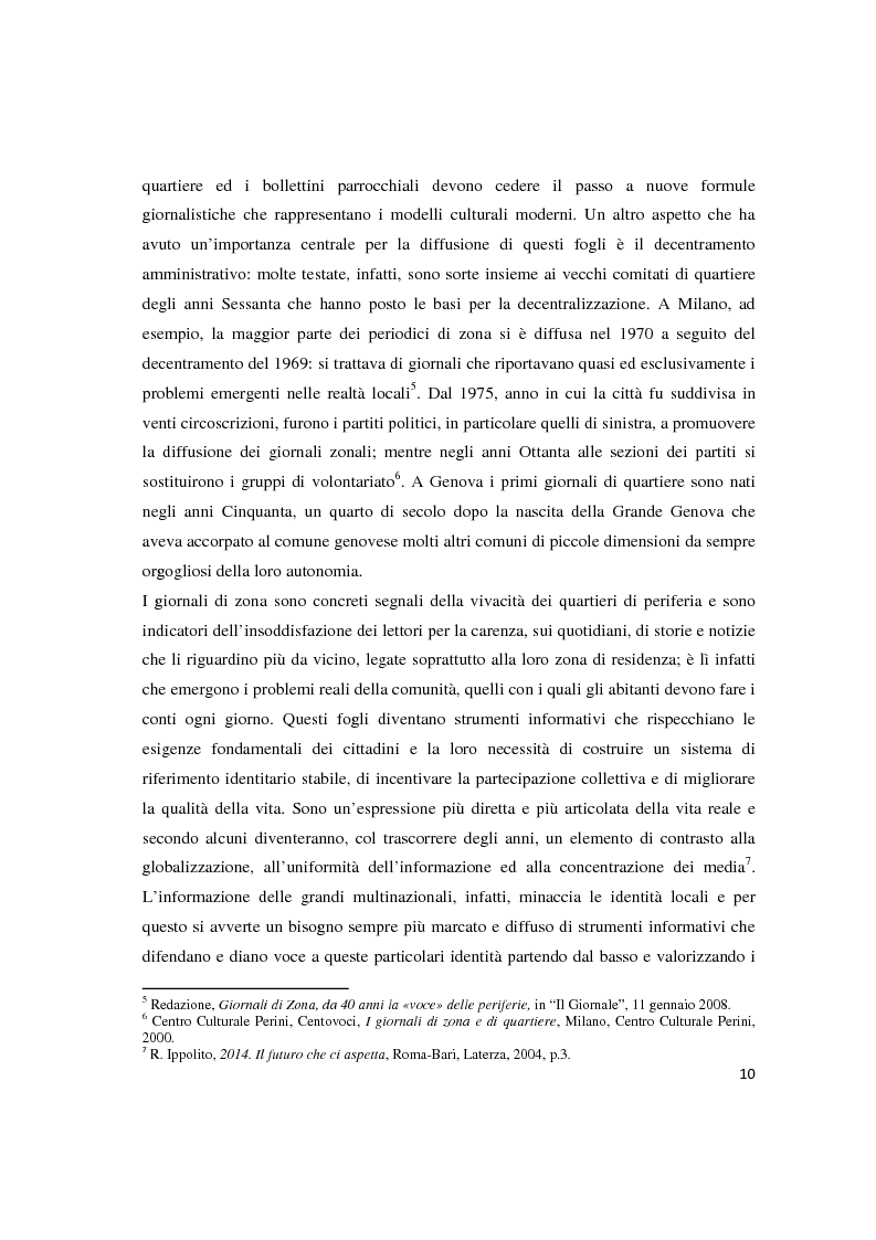 Anteprima della tesi: I giornali di quartiere a Genova. Una proposta di cittadinanza attiva, Pagina 7