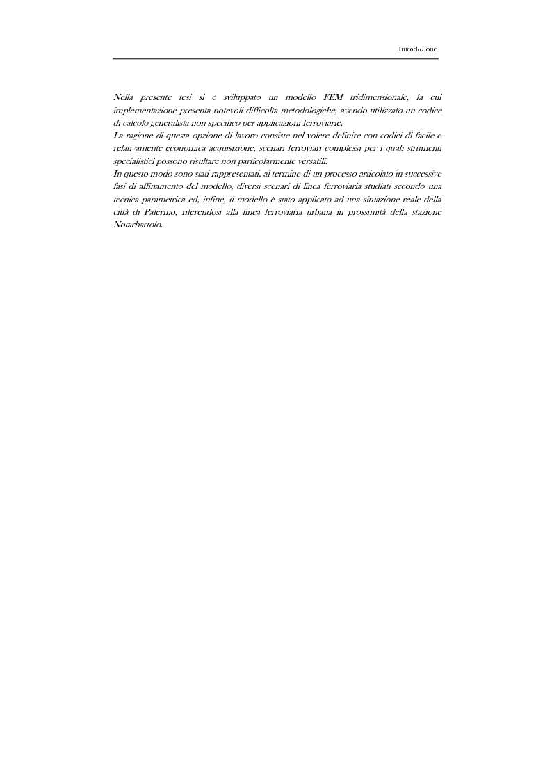 Anteprima della tesi: La generazione di un modello F.E.M. tridimensionale per l’analisi dei fenomeni vibratori in campo ferroviario: applicazione ad uno scenario reale nella città di Palermo, Pagina 3