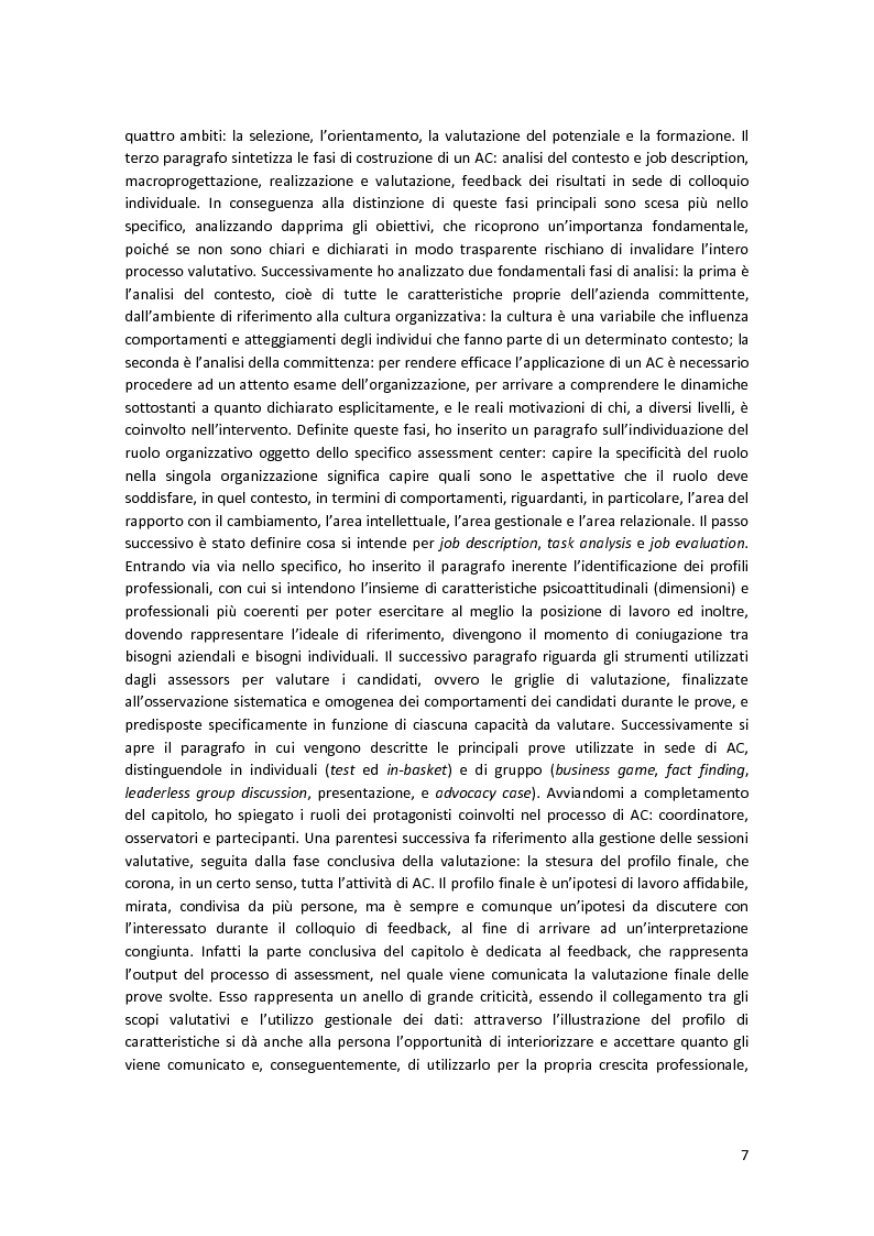 Anteprima della tesi: L'Assessment Center nei processi di selezione e di valutazione, Pagina 4