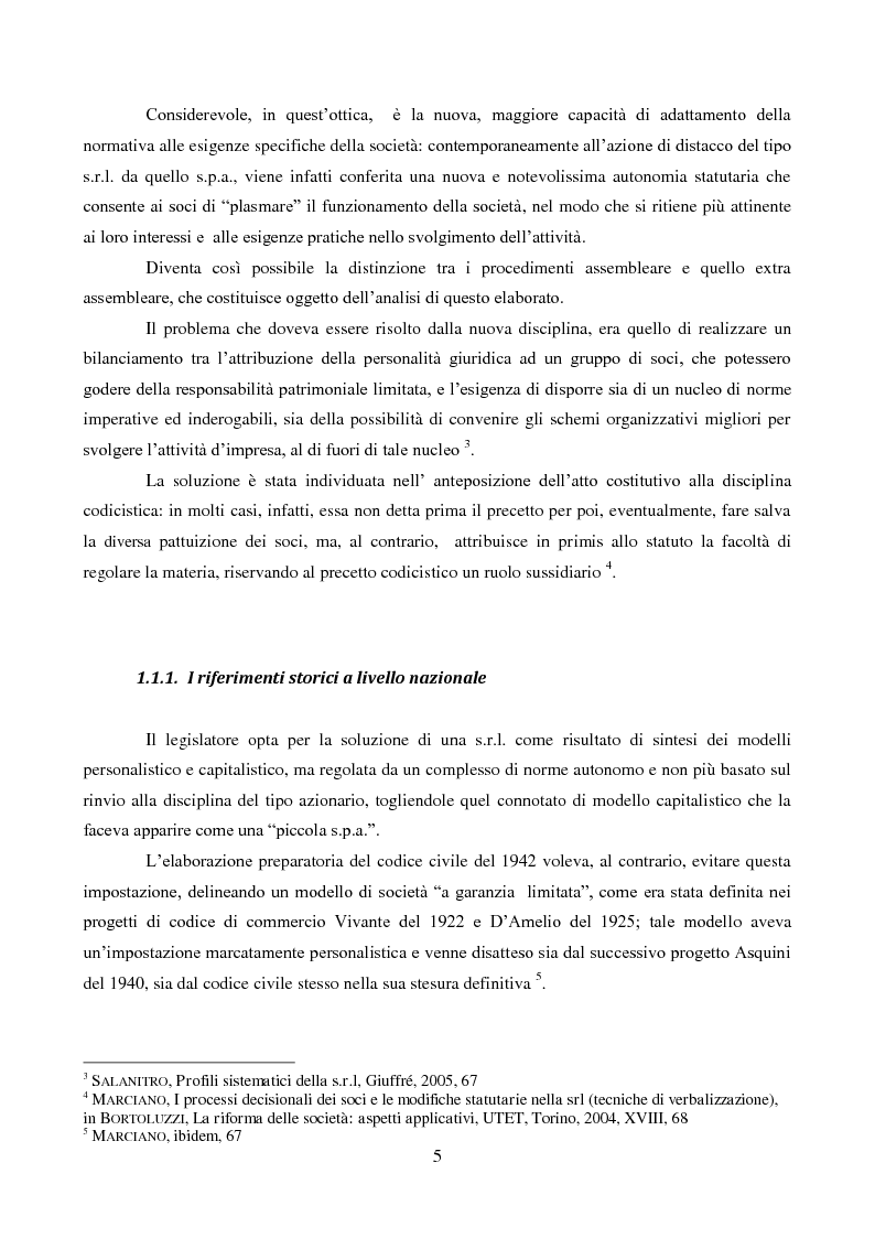 Anteprima della tesi: Le decisioni extra assembleari nella società a responsabilità limitata, Pagina 3