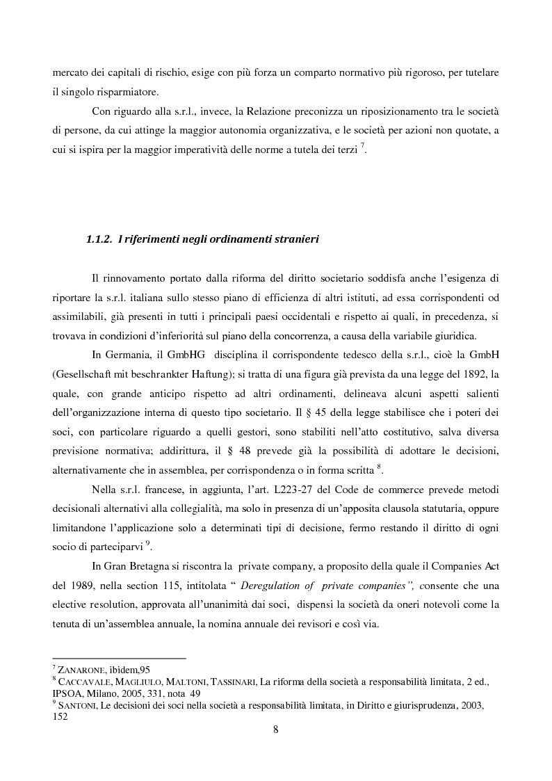 Anteprima della tesi: Le decisioni extra assembleari nella società a responsabilità limitata, Pagina 6