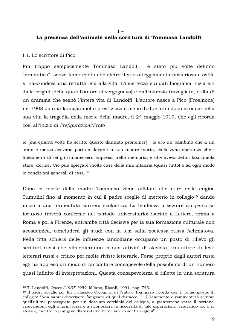 Anteprima della tesi: Il tema dell'animale nella letteratura di Tommaso Landolfi: ''La pietra lunare'' e ''Le due zittelle'', Pagina 7
