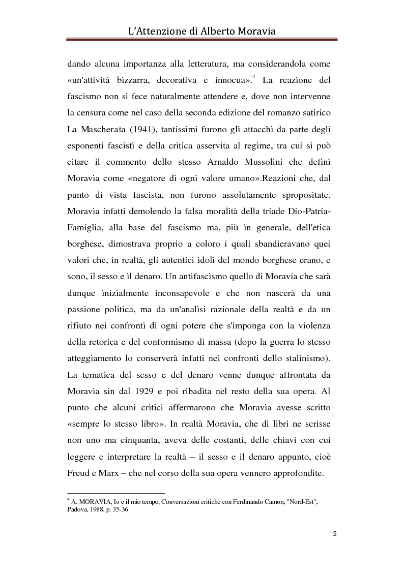 Anteprima della tesi: L'Attenzione di Alberto Moravia, Pagina 5