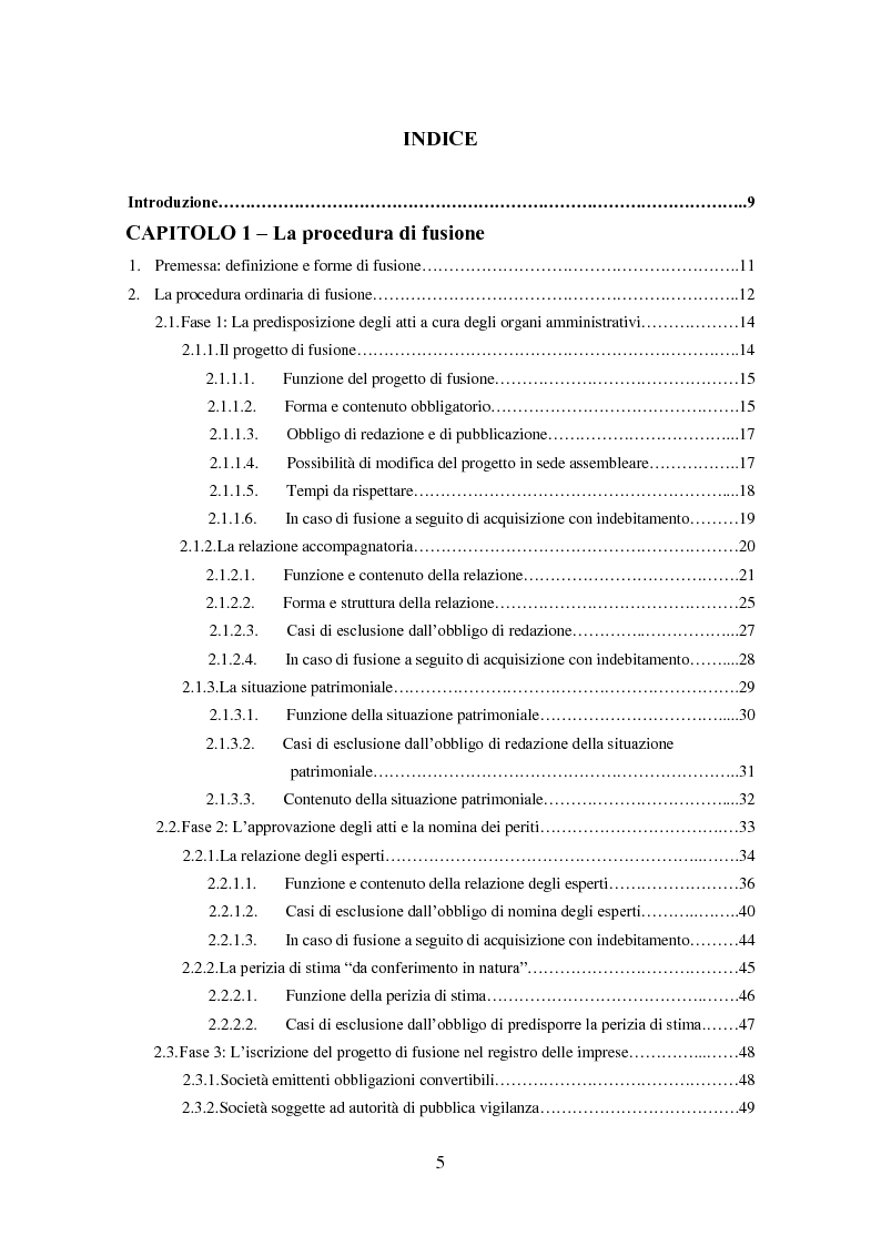 Indice della tesi: La retrodatabilità delle fusioni contabilizzate secondo i principi contabili internazionali, Pagina 1