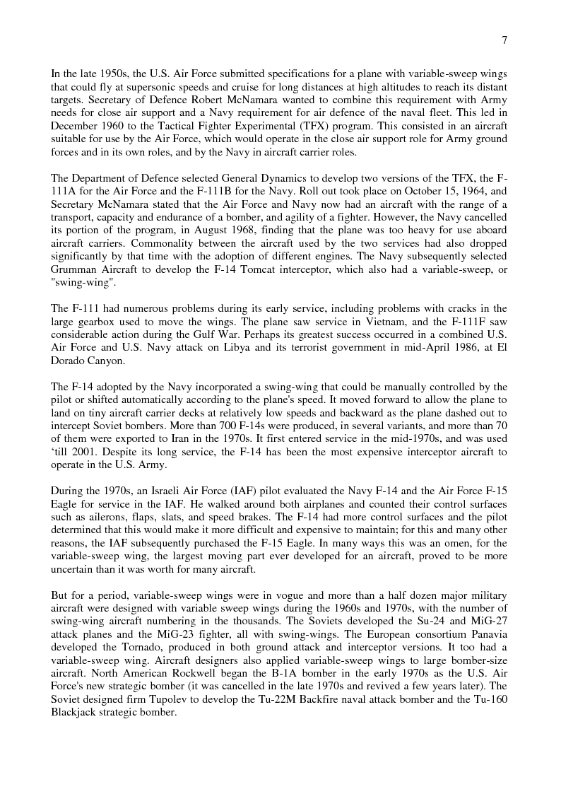 Anteprima della tesi: Variable Sweep Wings and Aerodynamic Characteristics, Pagina 3