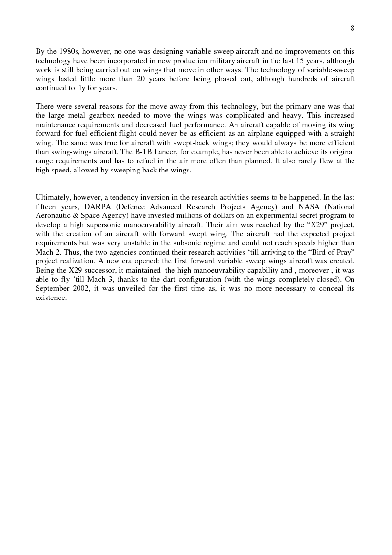 Anteprima della tesi: Variable Sweep Wings and Aerodynamic Characteristics, Pagina 4