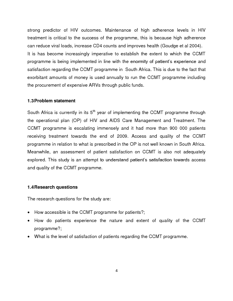 Anteprima della tesi: An assessment of the experiences of patients in the CCMT programme in Tshwane, Gauteng - South Africa, Pagina 4