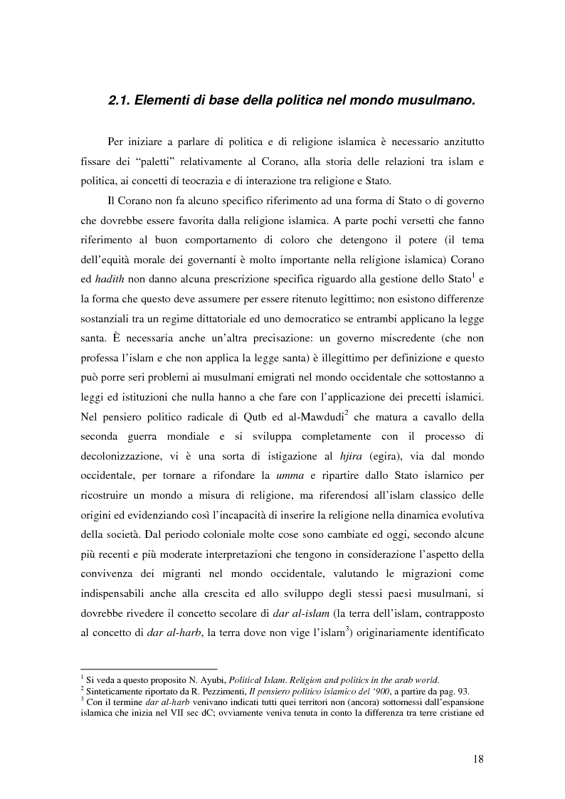 Estratto dalla tesi: Comunità musulmane e politica nell'Italia della "seconda Repubblica"