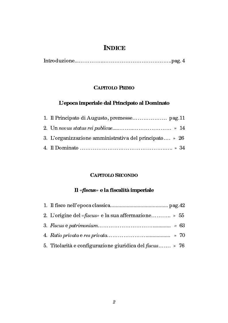 Indice della tesi: Ricerche sul fisco, Pagina 1