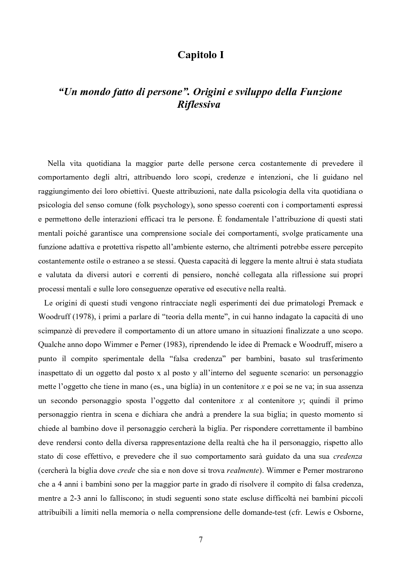 Anteprima della tesi: La Funzione Riflessiva - Una rassegna della letteratura tra costrutto e utilità terapeutica, Pagina 3