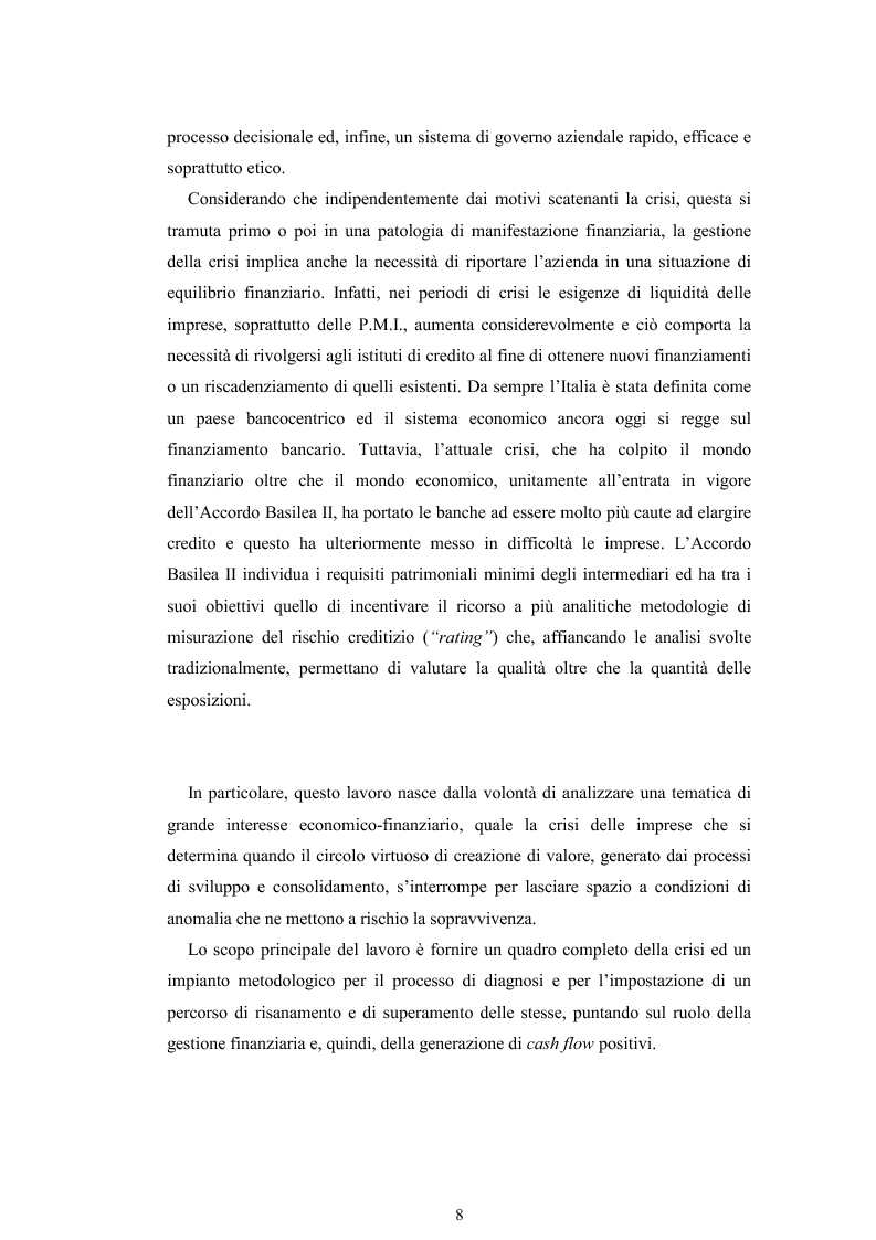 Anteprima della tesi: Crisi d'impresa: il ruolo della gestione finanziaria nella ristrutturazione. Il caso di una P.M.I. italiana, Pagina 3