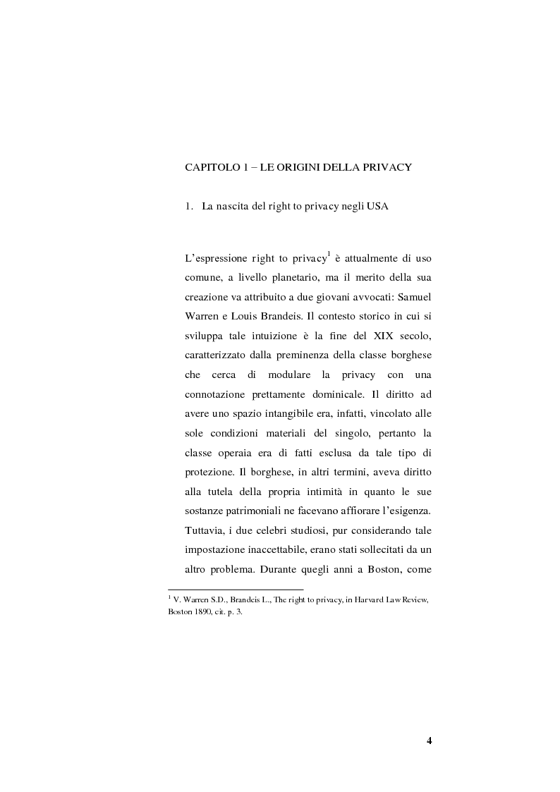Anteprima della tesi: La legislazione sulla privacy, Pagina 4