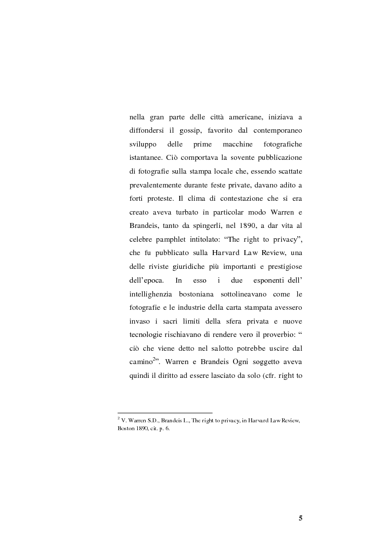 Anteprima della tesi: La legislazione sulla privacy, Pagina 5
