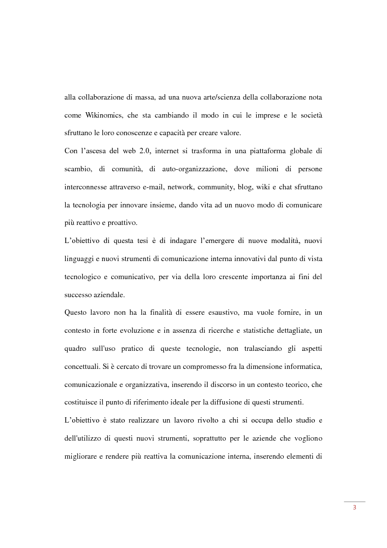 Anteprima della tesi: Web 2.0 e i nuovi strumenti di comunicazione interna aziendale, Pagina 3