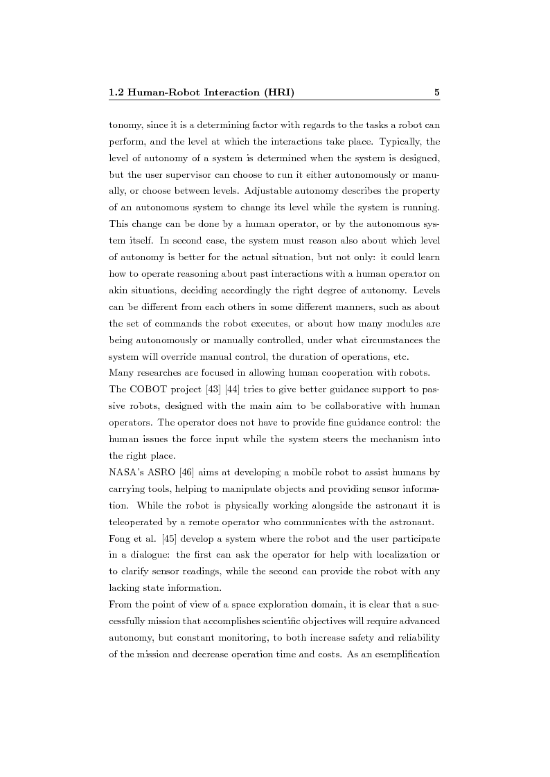 Anteprima della tesi: Sliding Autonomy for a Human Centered System in a Space Exploration Domain, Pagina 5