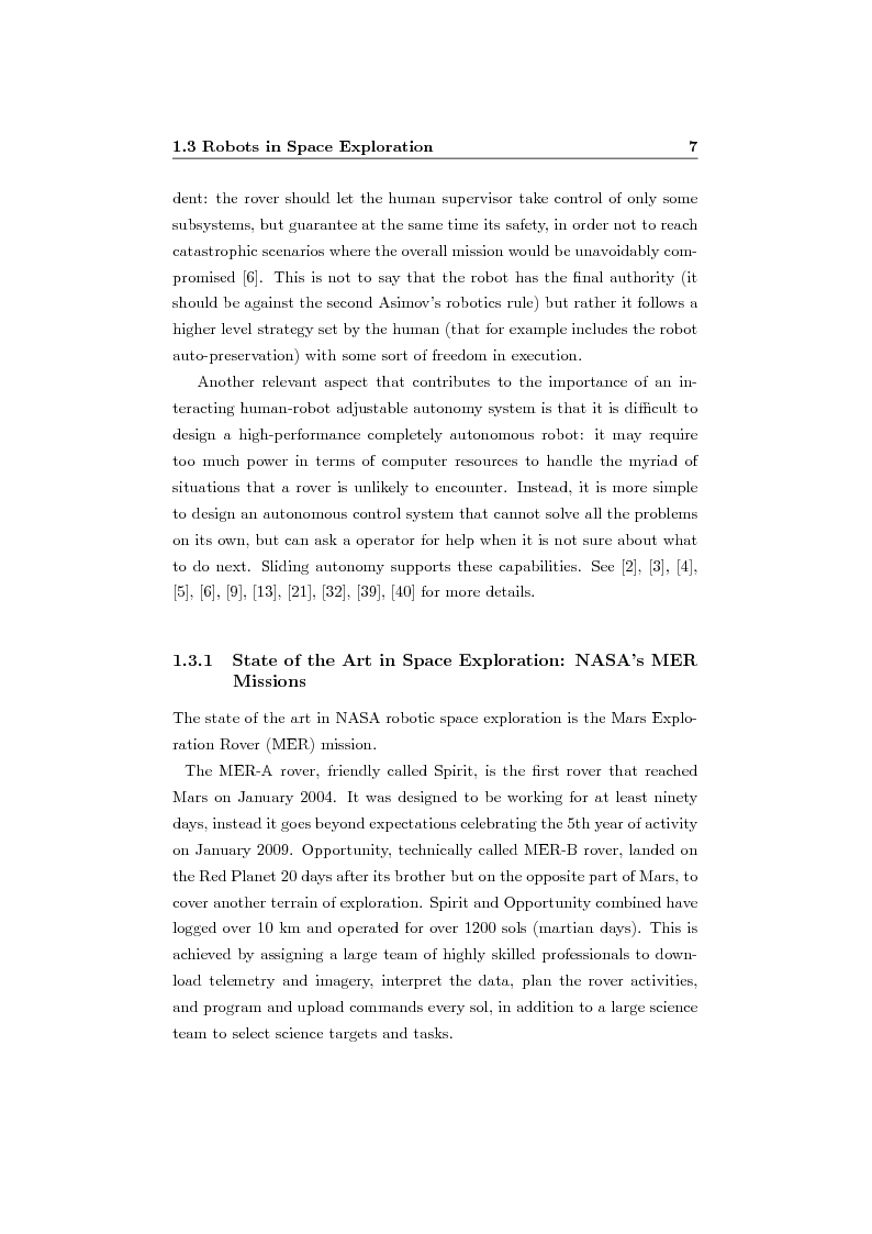 Anteprima della tesi: Sliding Autonomy for a Human Centered System in a Space Exploration Domain, Pagina 7