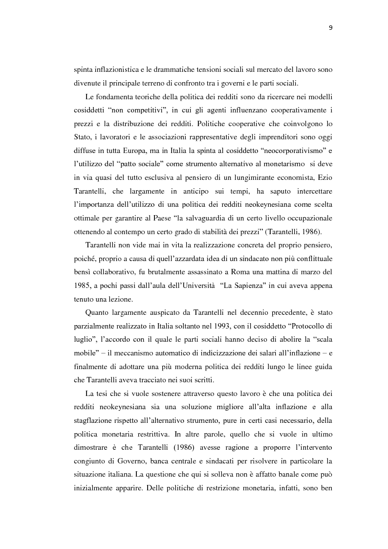 Anteprima della tesi: Inflation targeting e politica dei redditi in Italia, Pagina 5