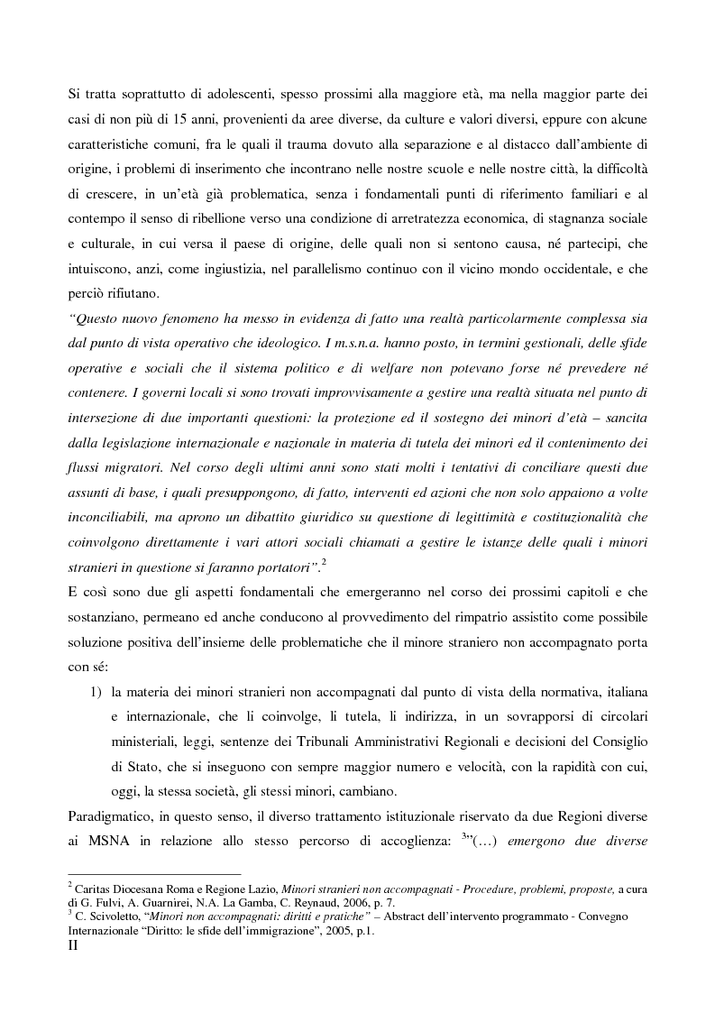 Anteprima della tesi: Il rimpatrio assistito del minore straniero non accompagnato, Pagina 2