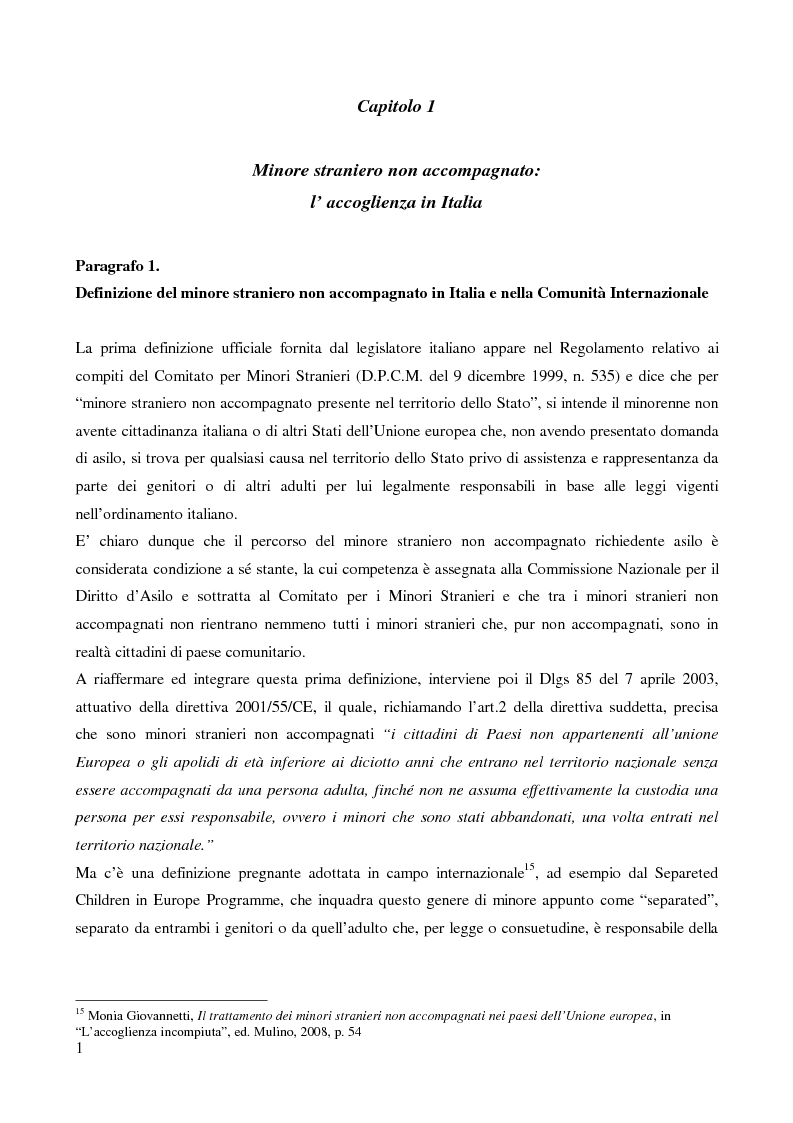 Anteprima della tesi: Il rimpatrio assistito del minore straniero non accompagnato, Pagina 6