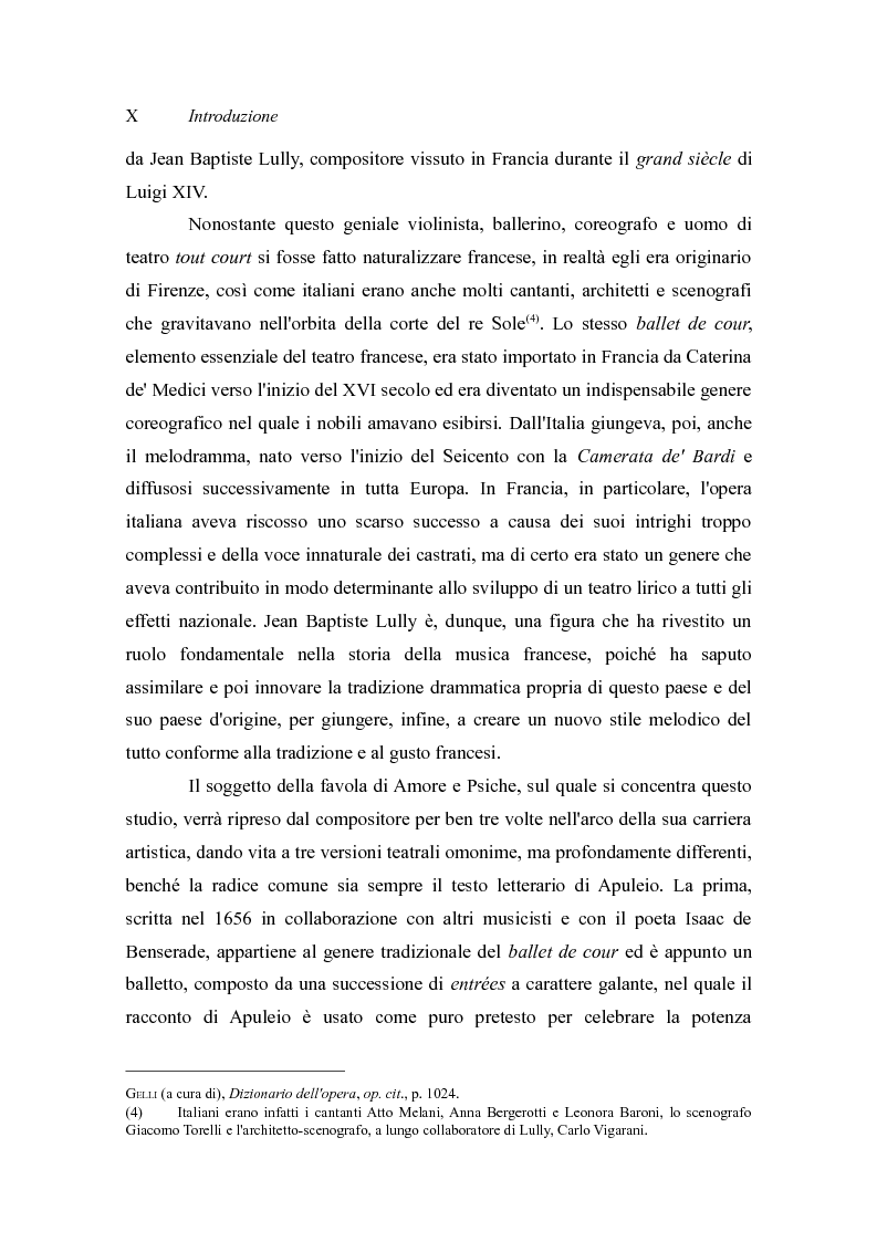 Anteprima della tesi: Le Psyché di Jean Baptiste Lully. Analisi scenico-musicale delle tre versioni teatrali della favola di Apuleio alla corte del re Sole., Pagina 2