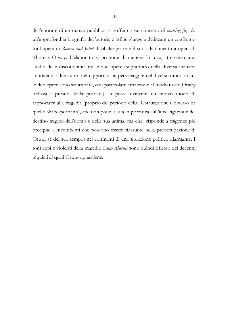 Anteprima della tesi: The History and Fall of Caius Marius e il suo antecedente Shakespeariano, Pagina 10