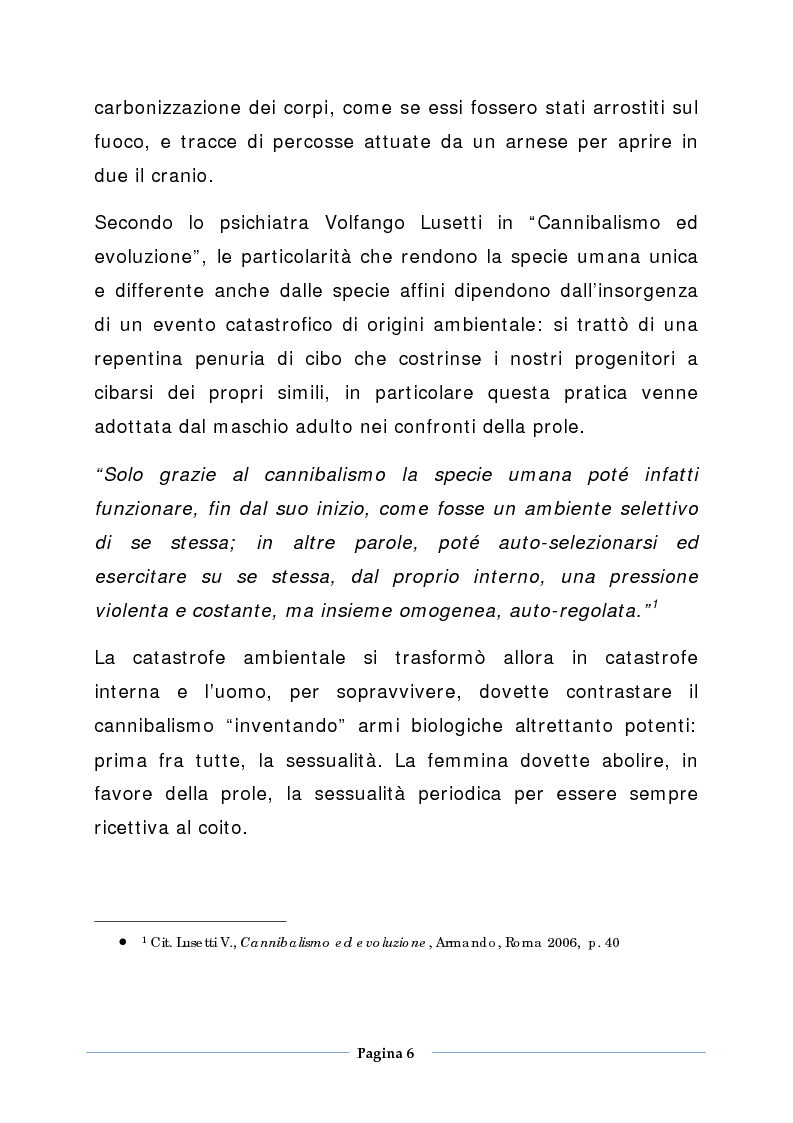 Anteprima della tesi: Appetito cannibale: enigmi del gusto e ritualità impazzita, Pagina 6