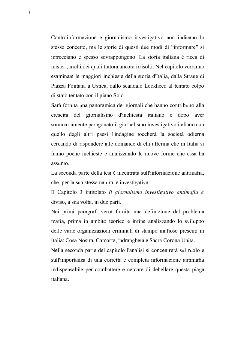 Anteprima della tesi: Il giornalismo investigativo e l'informazione antimafia in Italia, Pagina 3