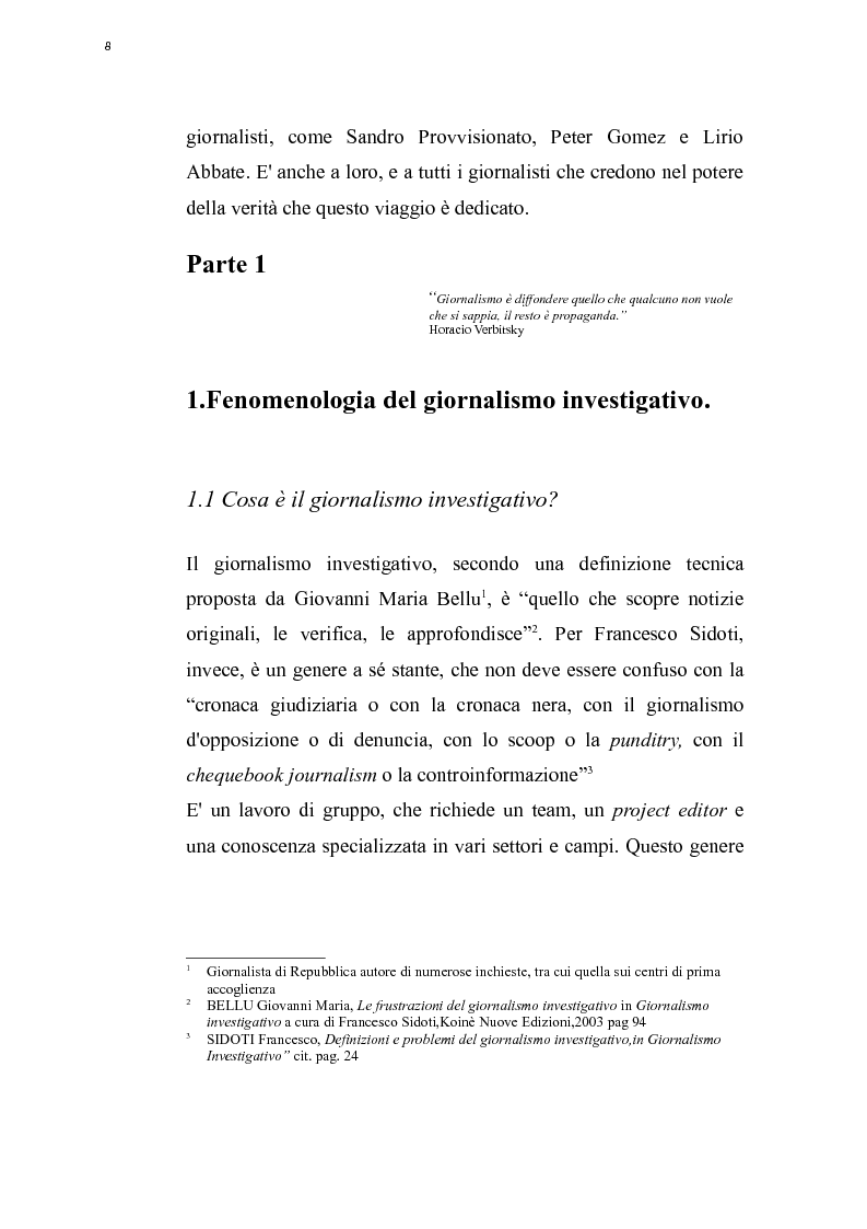 Anteprima della tesi: Il giornalismo investigativo e l'informazione antimafia in Italia, Pagina 5