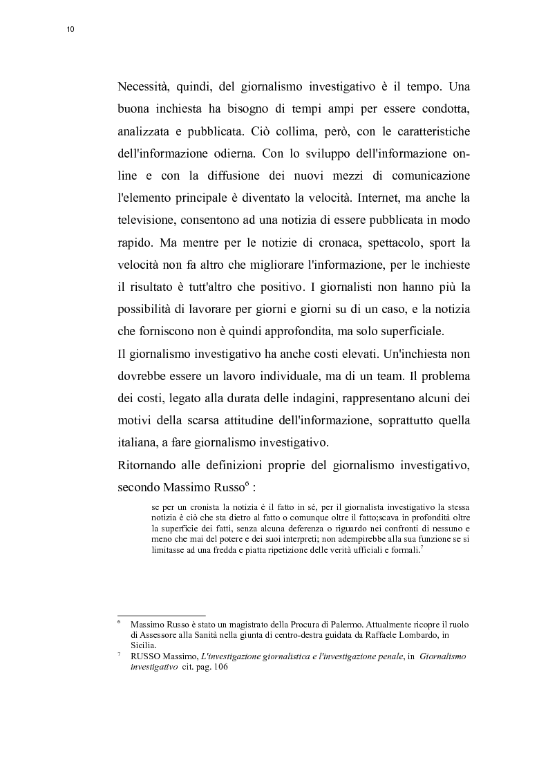 Anteprima della tesi: Il giornalismo investigativo e l'informazione antimafia in Italia, Pagina 7