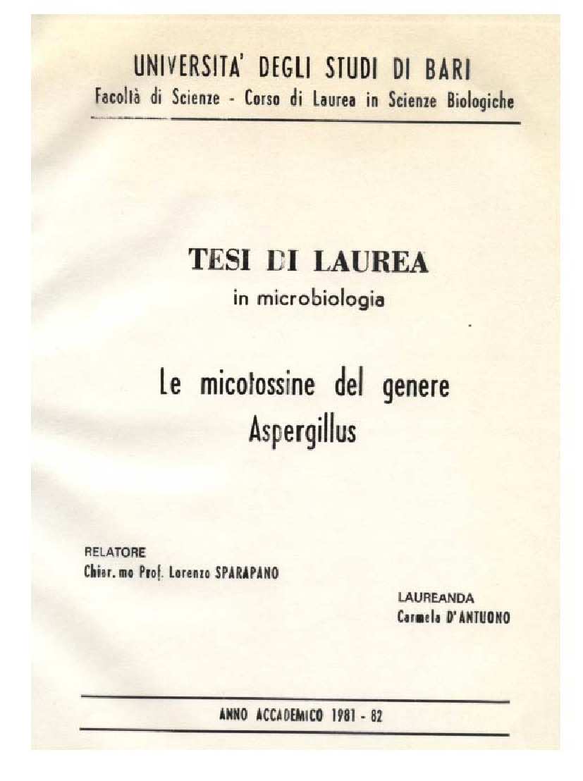 Anteprima della tesi: Le Micotossine del genere Aspergillus, Pagina 1