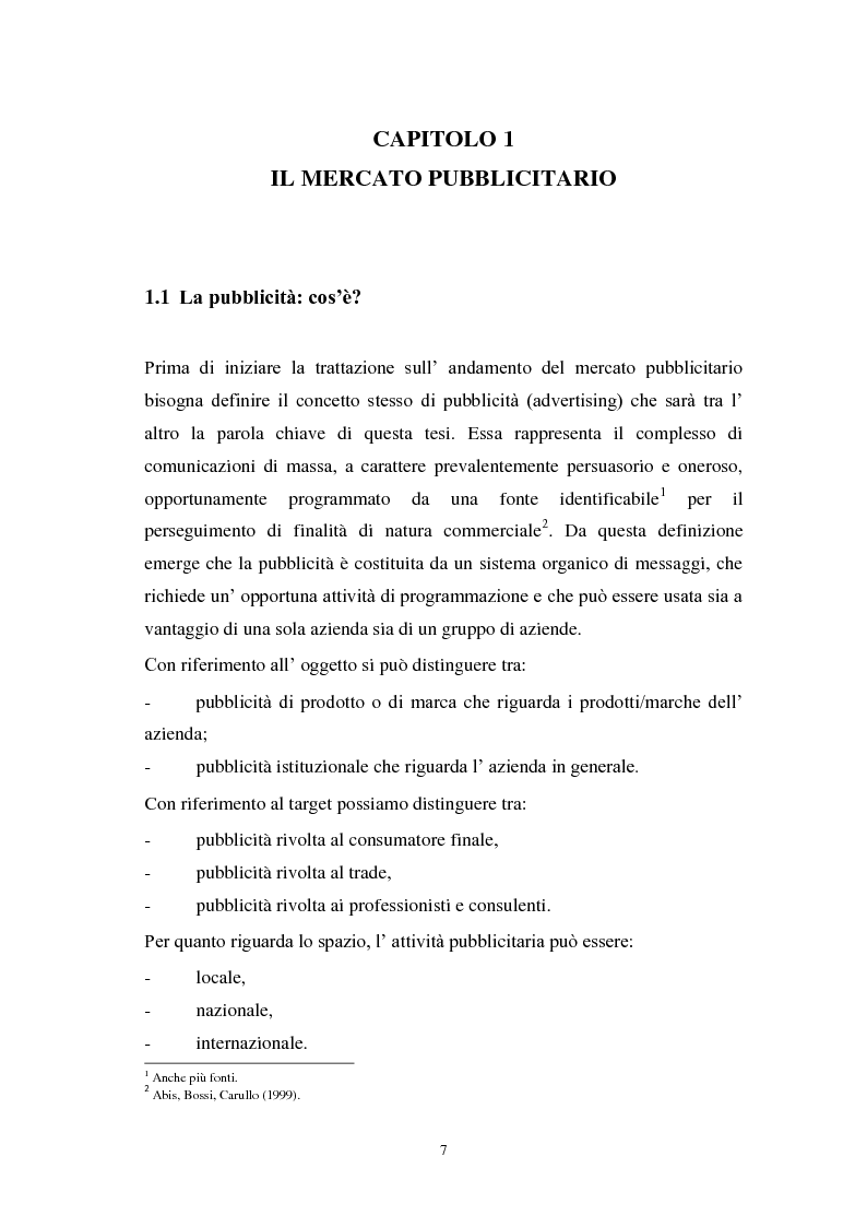Anteprima della tesi: La pubblicità televisiva. Il caso RAI. I fattori che influiscono sulla costruzione del palinsesto pubblicitario e ruolo del servizio pubblico televisivo., Pagina 4
