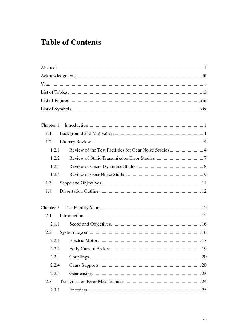 Indice della tesi: Influence of Profile Modifications on Transmission Error and Noise of Spur Gears, Pagina 1