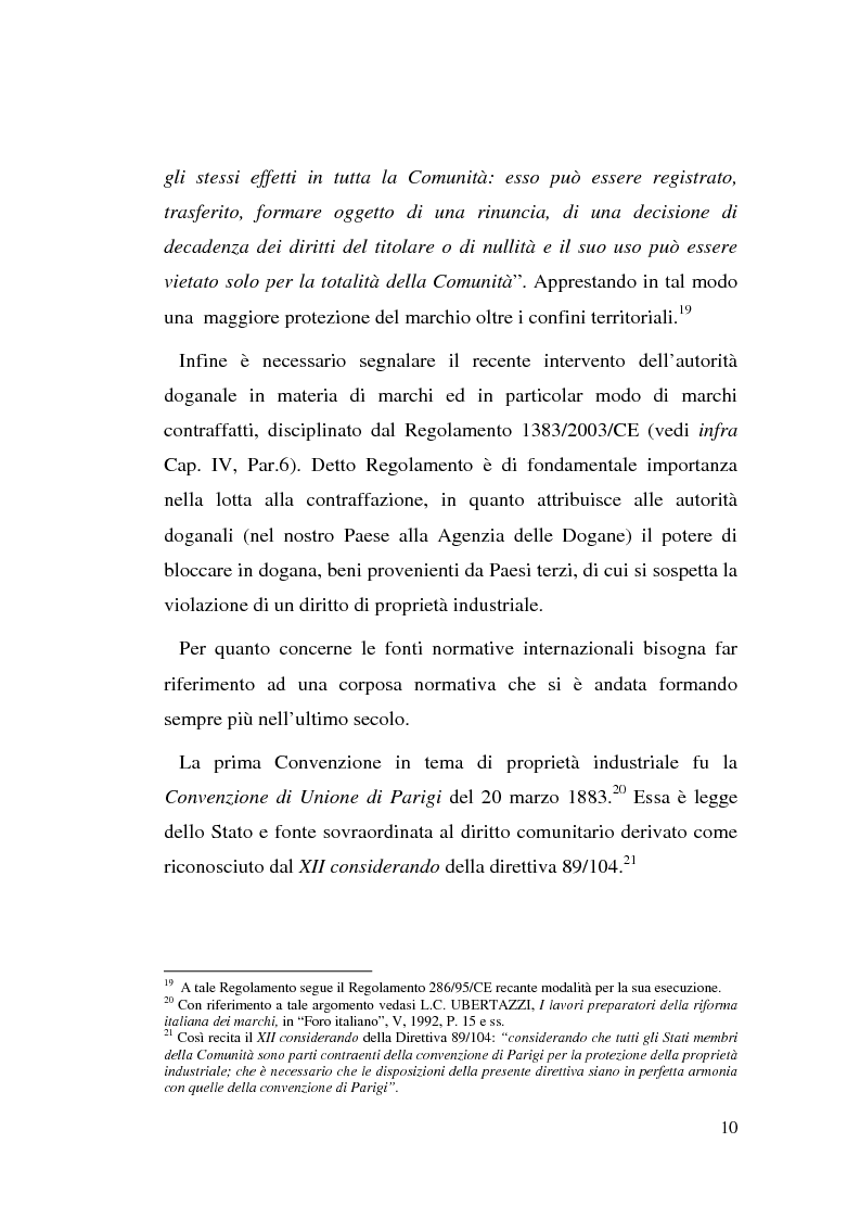 Anteprima della tesi: La contraffazione del marchio: effetti lesivi e tutela giuridica per una efficace strategia di contrasto, Pagina 15