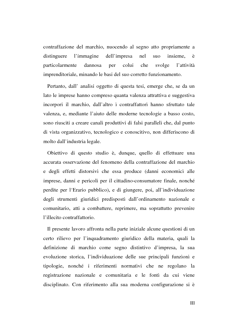 Anteprima della tesi: La contraffazione del marchio: effetti lesivi e tutela giuridica per una efficace strategia di contrasto, Pagina 3