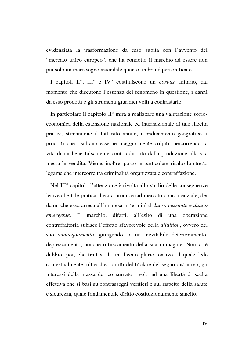 Anteprima della tesi: La contraffazione del marchio: effetti lesivi e tutela giuridica per una efficace strategia di contrasto, Pagina 4